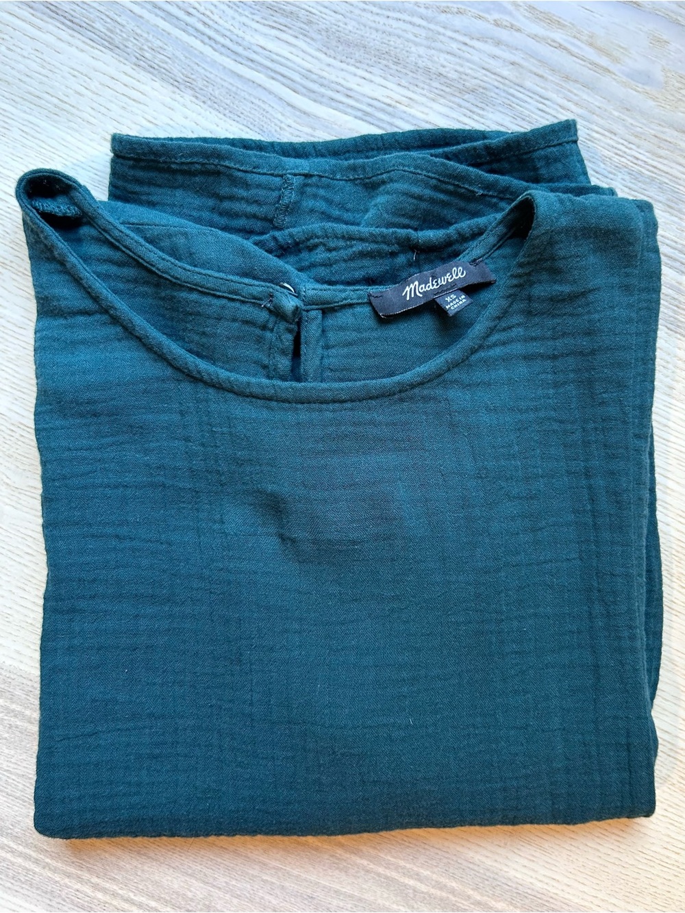 Madewell Emerald Green Lightspun Gauze Muslin Top Casual Preppy Boxy Size XS - Picture 7 of 8